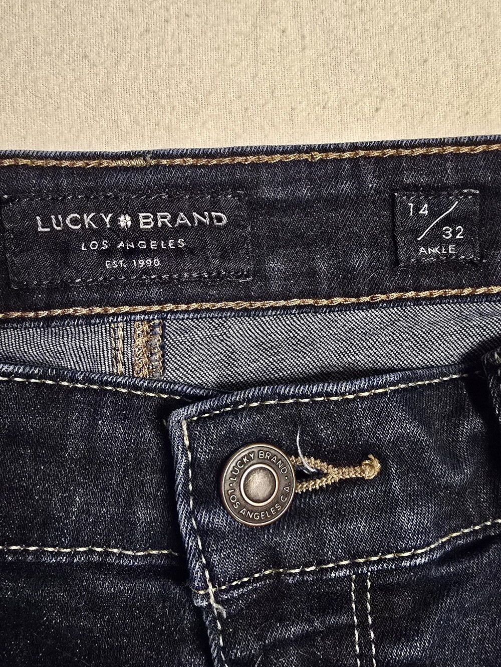 Lucky Brand Women's 14 Straight Ankle Jeans Size 14/32 Dark Wash Stretch Denim